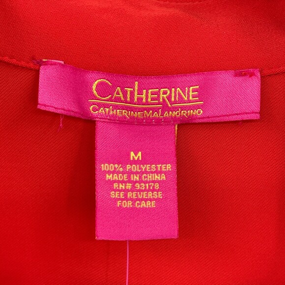 NWT CATHERINE MALANDRINO Red Slouchy Half Button Down Long Sleeve Blouse Size M - Picture 5 of 5